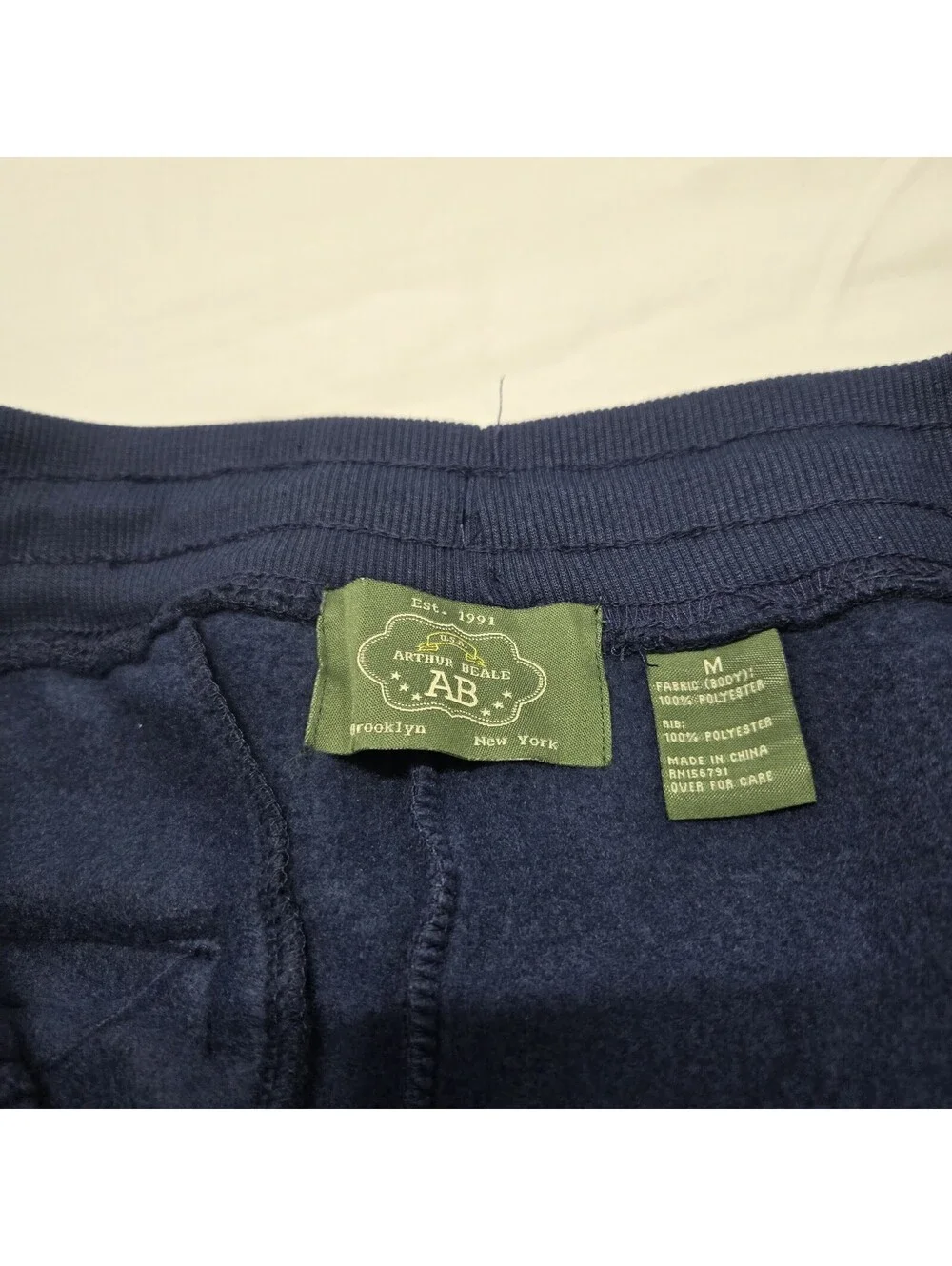 NWT Mens MEDIUM Arthur Beale AB Navy Jogger Sweatpants Fleece Pockets Adjustable